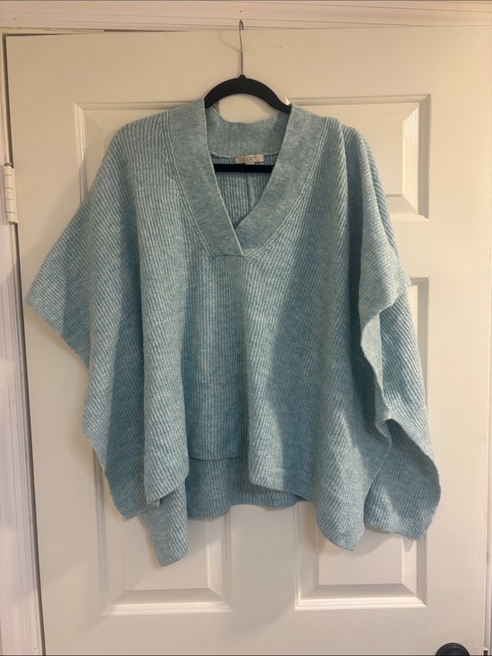 LOFT Sweaters - LOFT Light Blue V-Neck Oversized Sweater Poncho